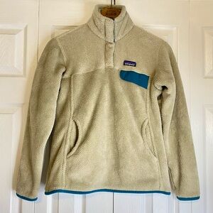 Patagonia Retool T Snap Fleece Pullover Khaki Teal Medium